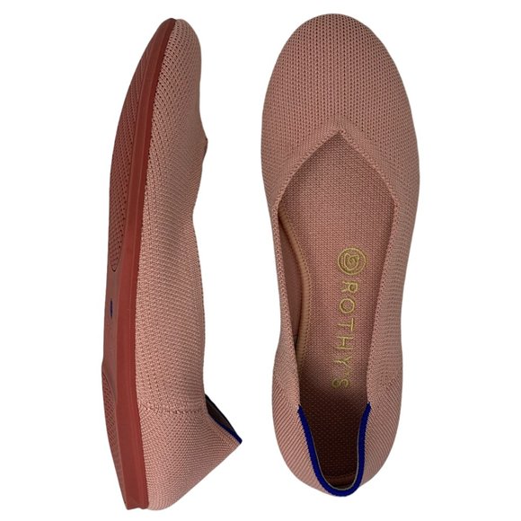 Rothy's Shoes - Rothy's Retired The Flat Coral Pink Blue Halo Trim Round Toe Size 7.5 Barbiecore